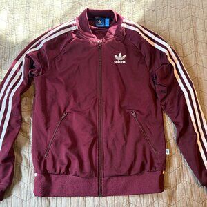 Adidas Originals SST Track Jacket Maroon Burgundy Women's XS 3-Stripes Trefoil
